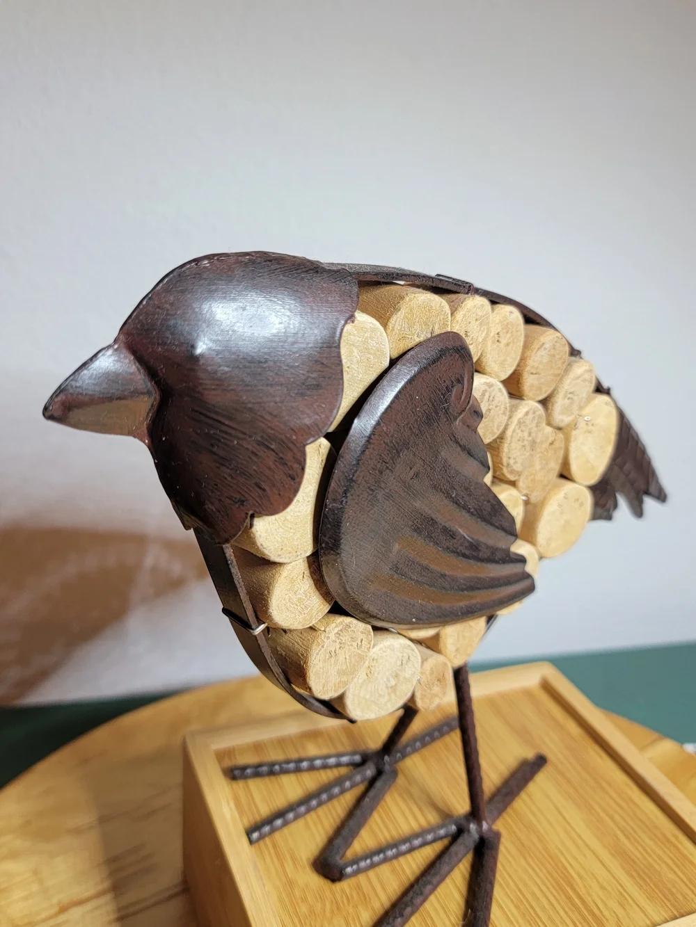 Source Unknown Brown and Natural Wood Bird Ornament
